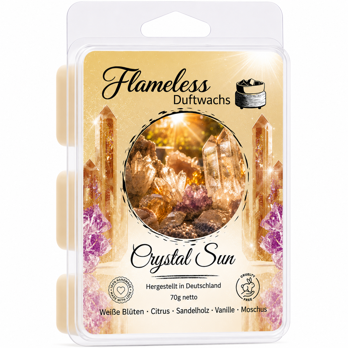 CRYSTAL SUN Duftwachs 70g | Flameless