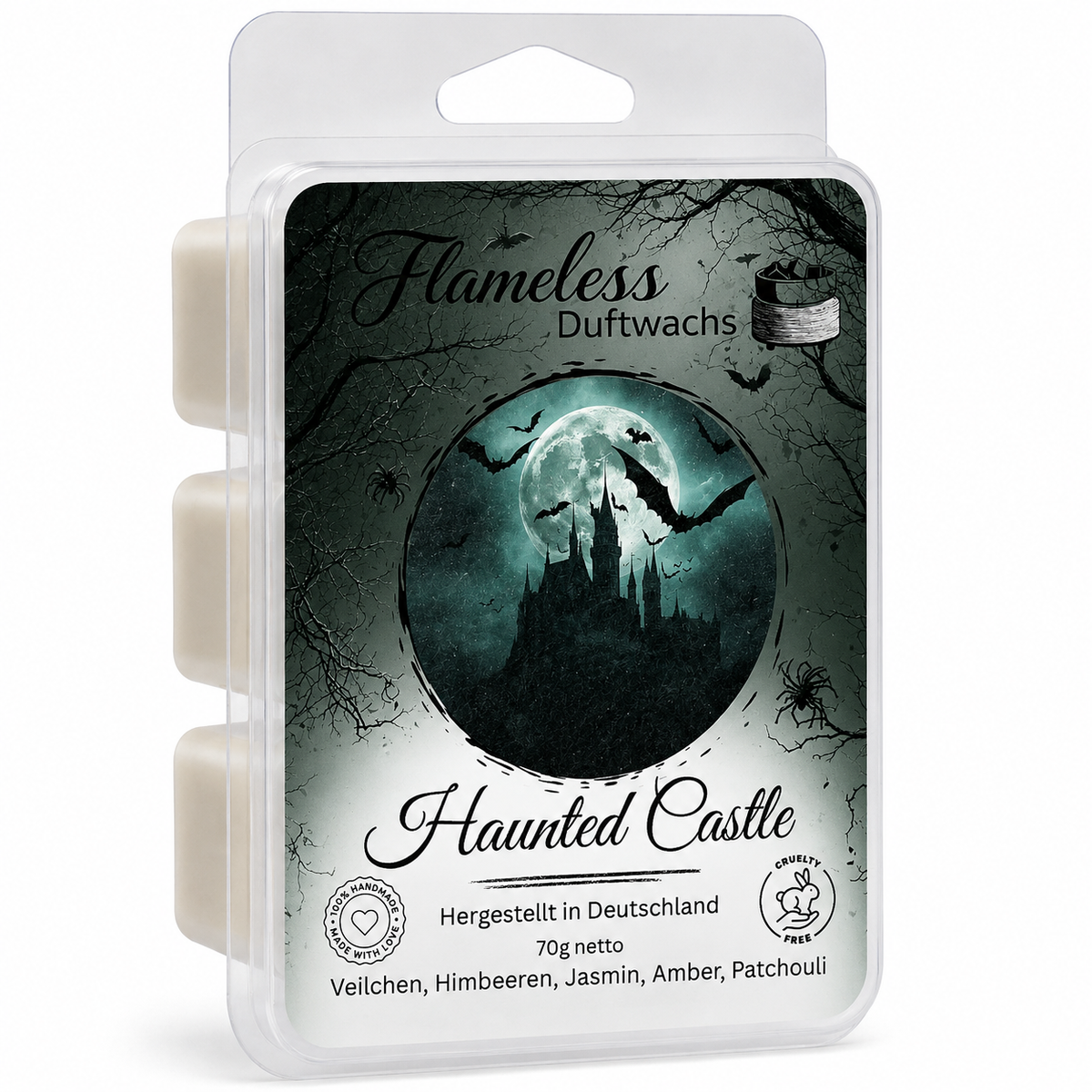 FLAMELESS Soja-Duftwachs HALLOWEEN HAUNTED CASTLE 70 g