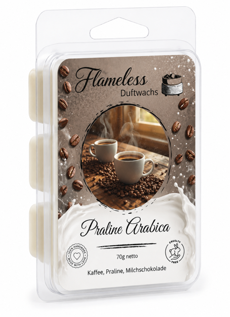 FLAMELESS Soja-Duftwachs PRALINE ARABICA 70 g