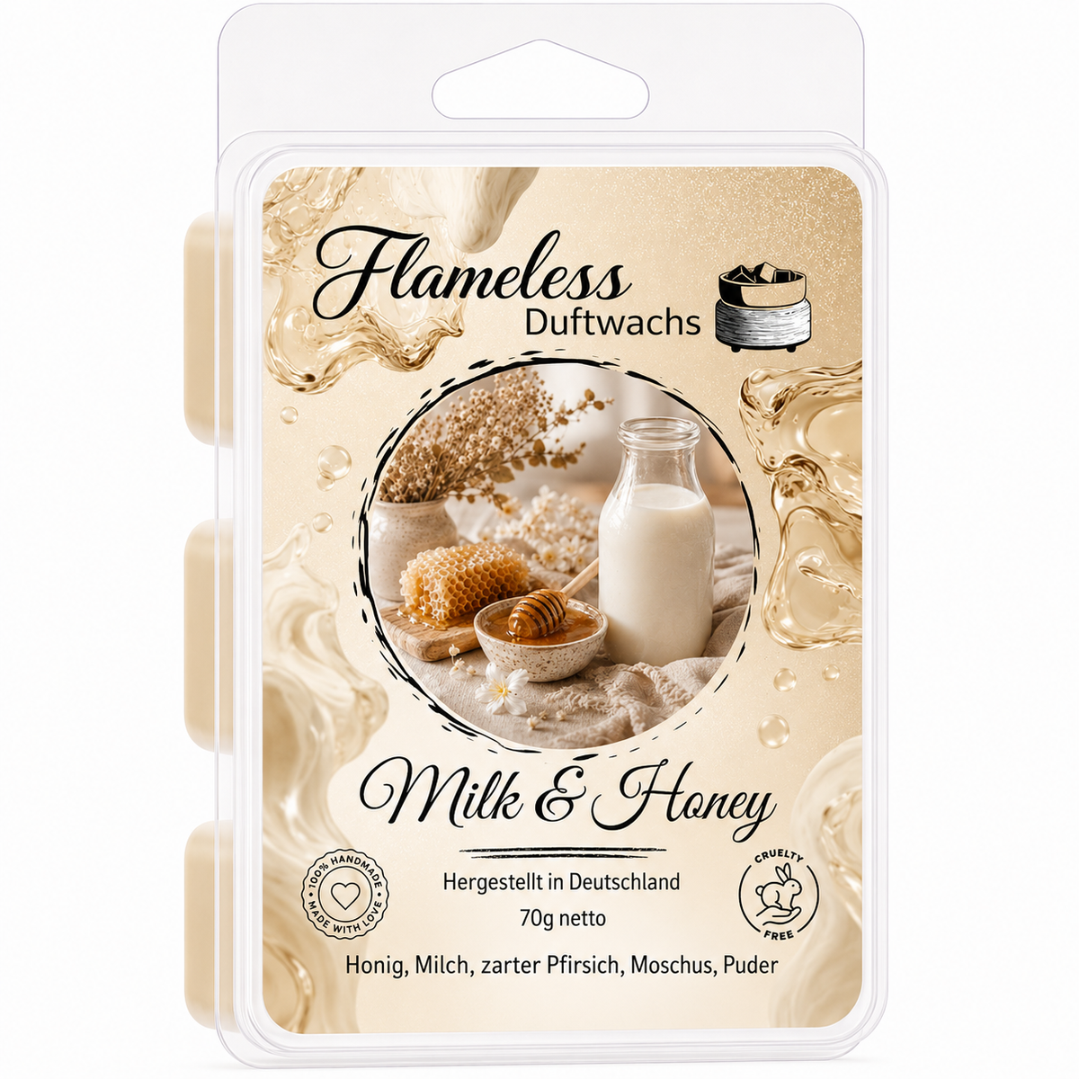 FLAMELESS Soja-Duftwachs MILK & HONEY 70 g