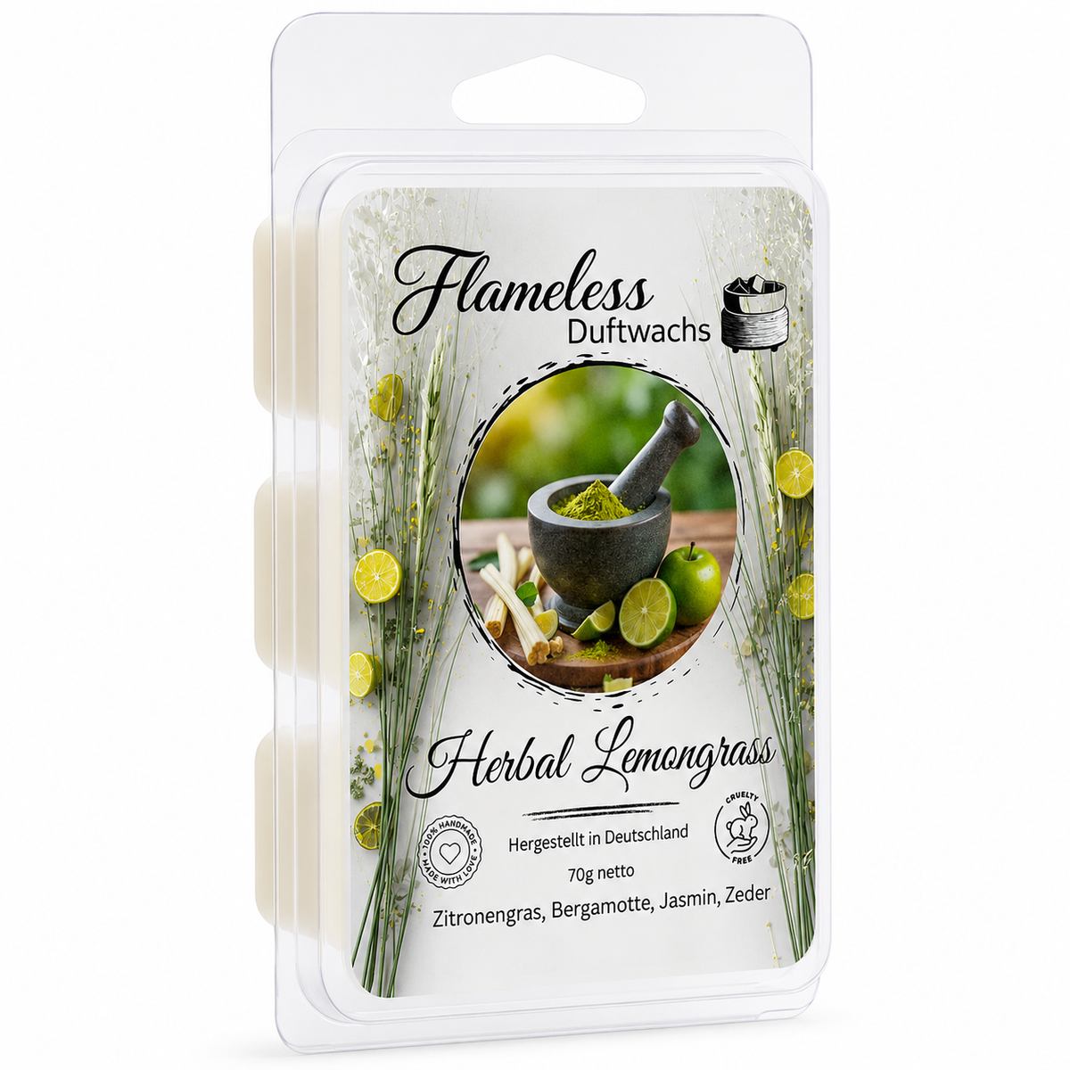 FLAMELESS Soja-Duftwachs HERBAL LEMONGRASS 70 g