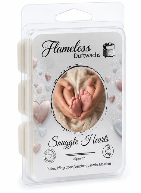 FLAMELESS Soja-Duftwachs SNUGGLE HEARTS 70 g