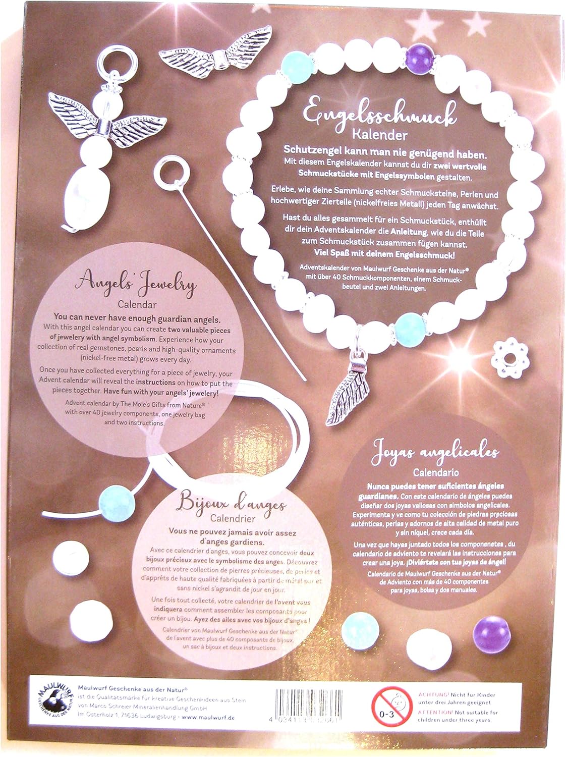Adventskalender Engelsschmuck Engel Angel Angels Advent Geschenk Weihnachten Christmas Xmas DIY Projekt Schmuck Herstellen basteln Armband Kette Perlen Perlenarmband selbstgemacht Annurah Edelsteine Kristalle Heilsteine Anhänger Kugelarmband deutscher Onlineshop Flügel