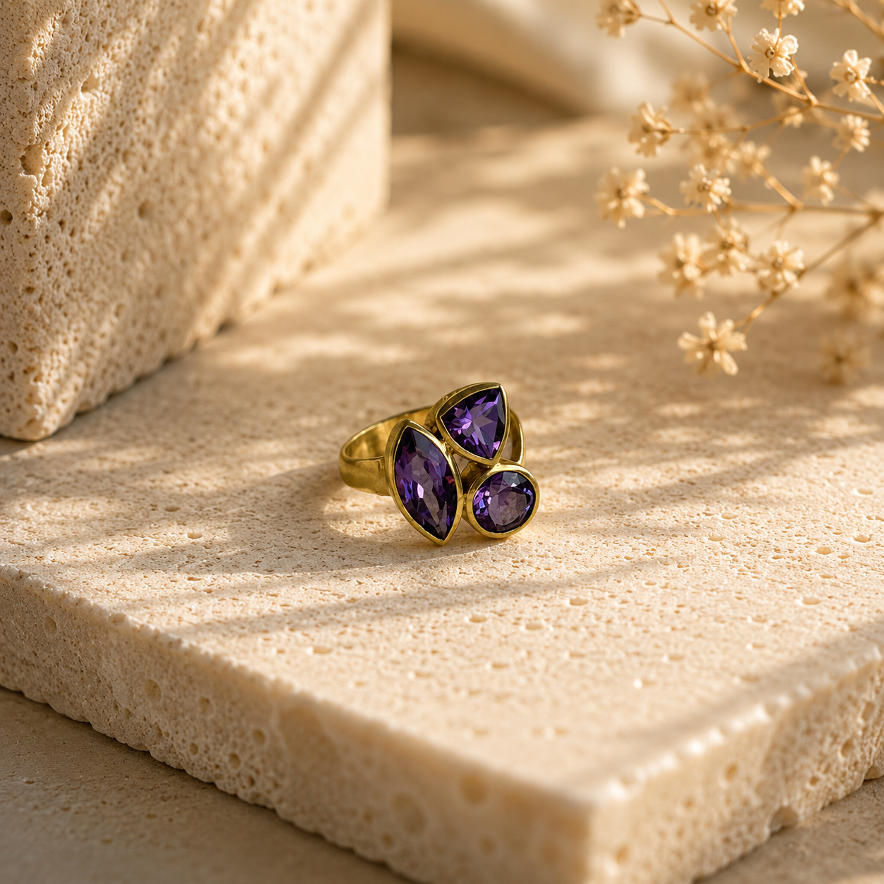 Amethyst Ring aus 925 Sterling Silber vergoldet