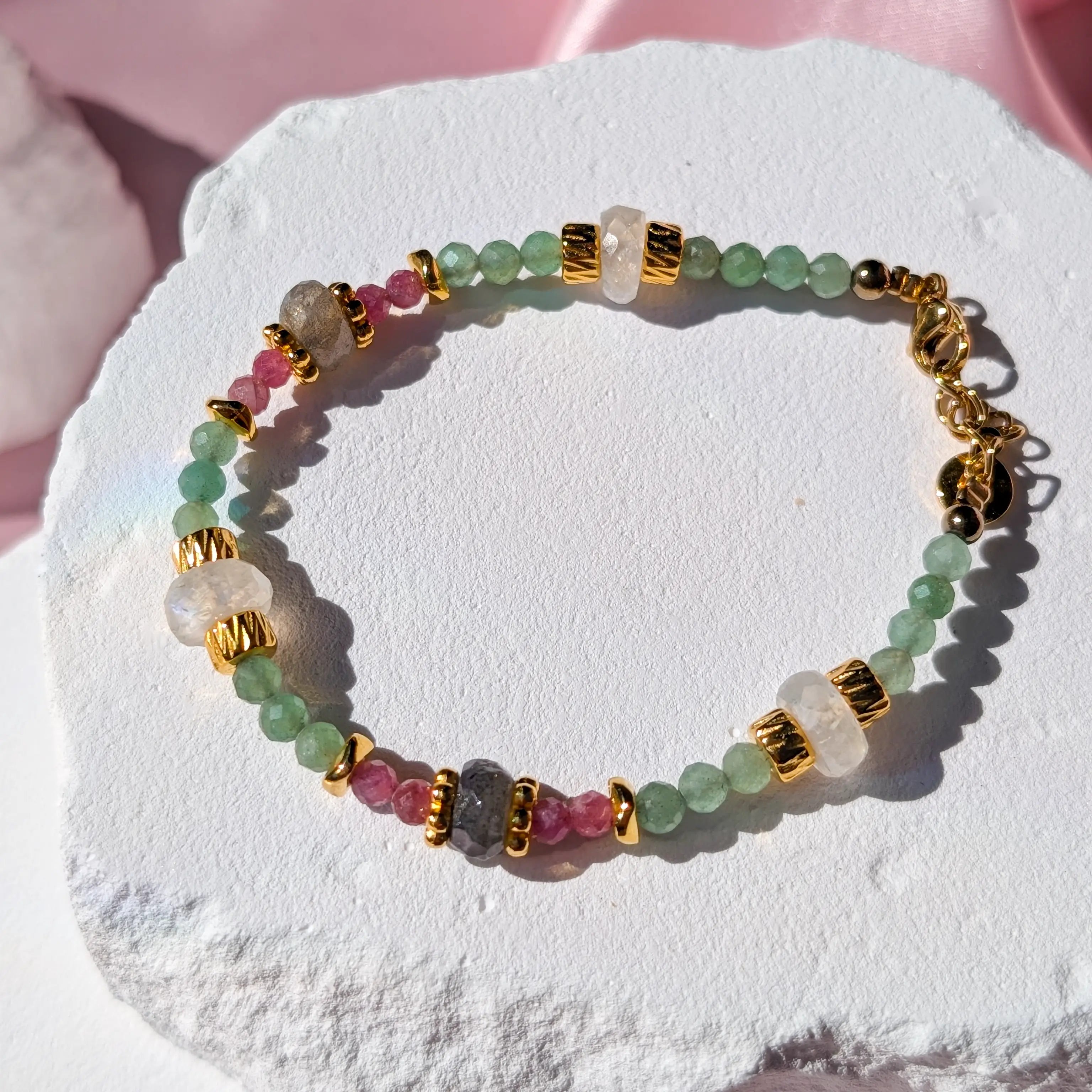 Pinker Turmalin & Aventurin Armband
