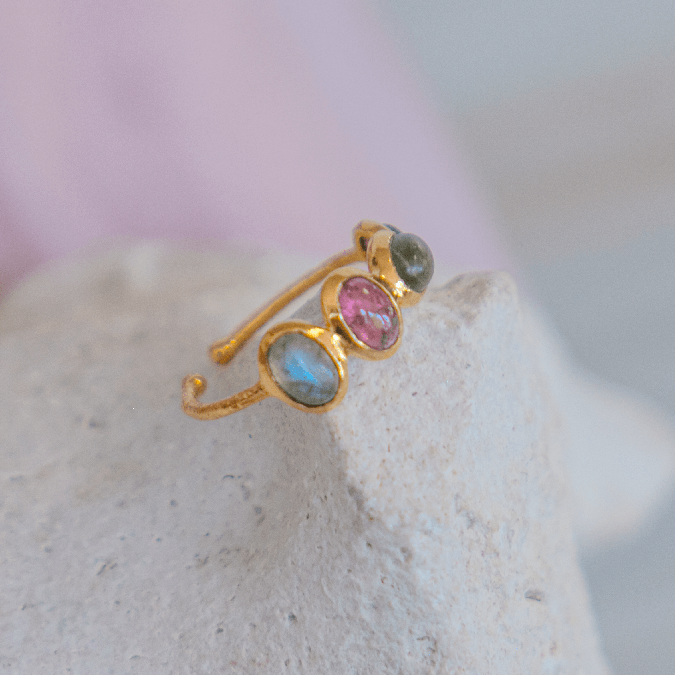 Pinker Turmalin & Labradorit Ring