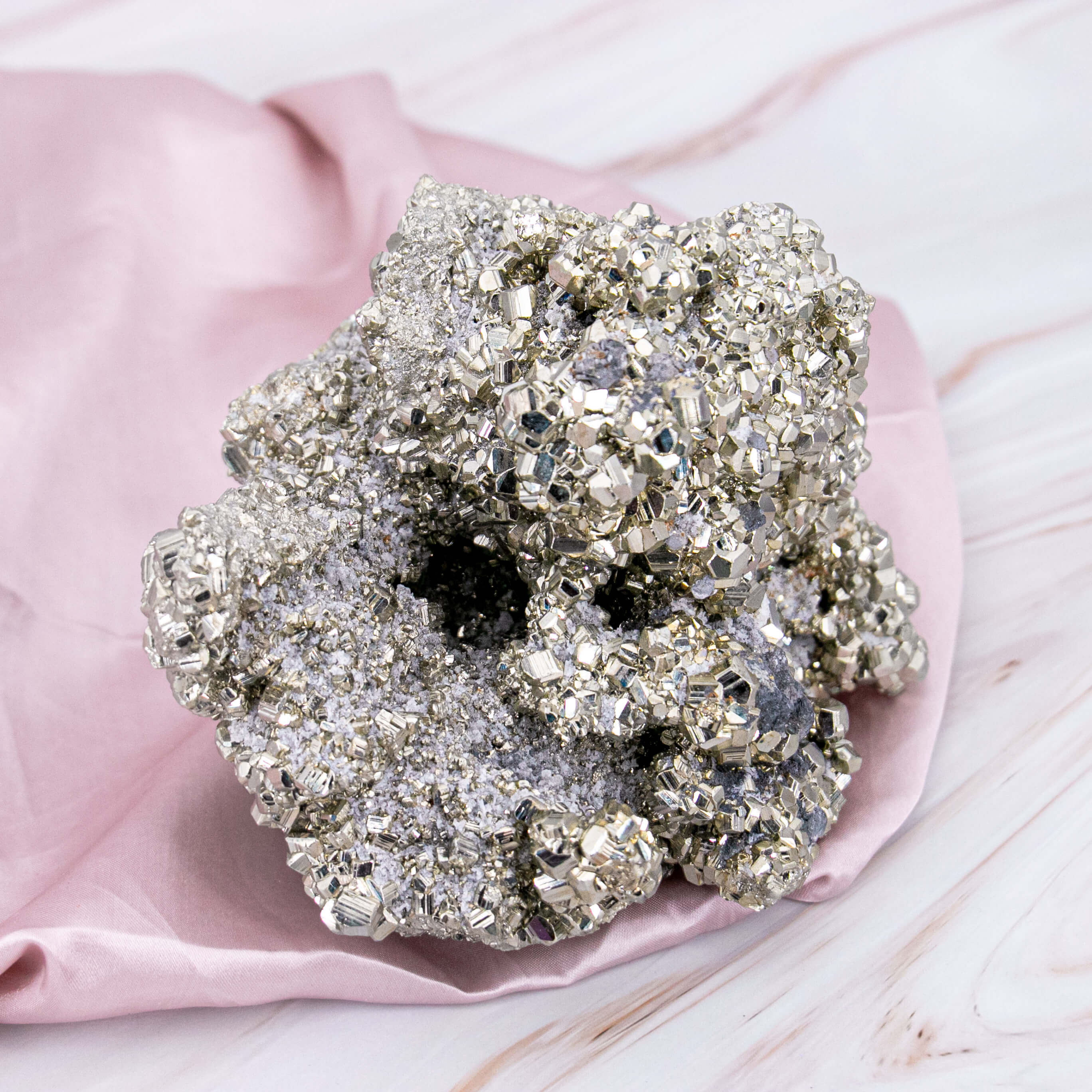 Pyrit Cluster silber Edelstein Kristall Heilstein Annurah deutscher Onlineshop