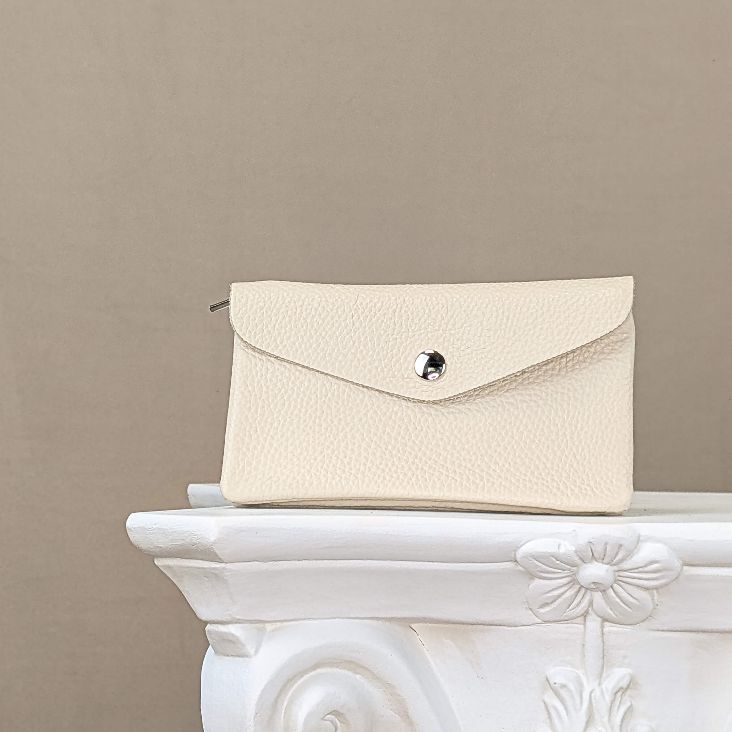 Leder Geldbeutel L - Vanille