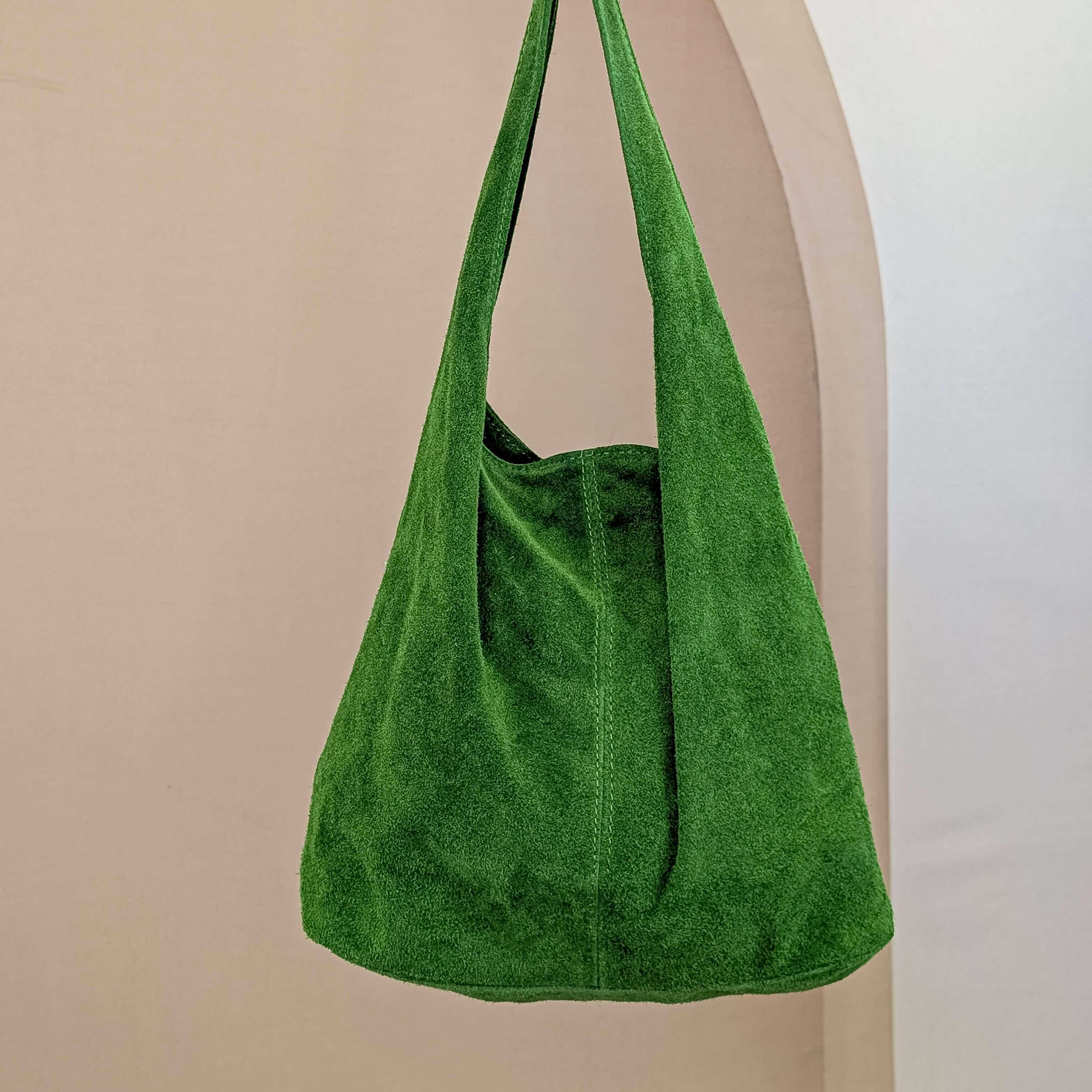 Wildleder Shopper Waldgrün