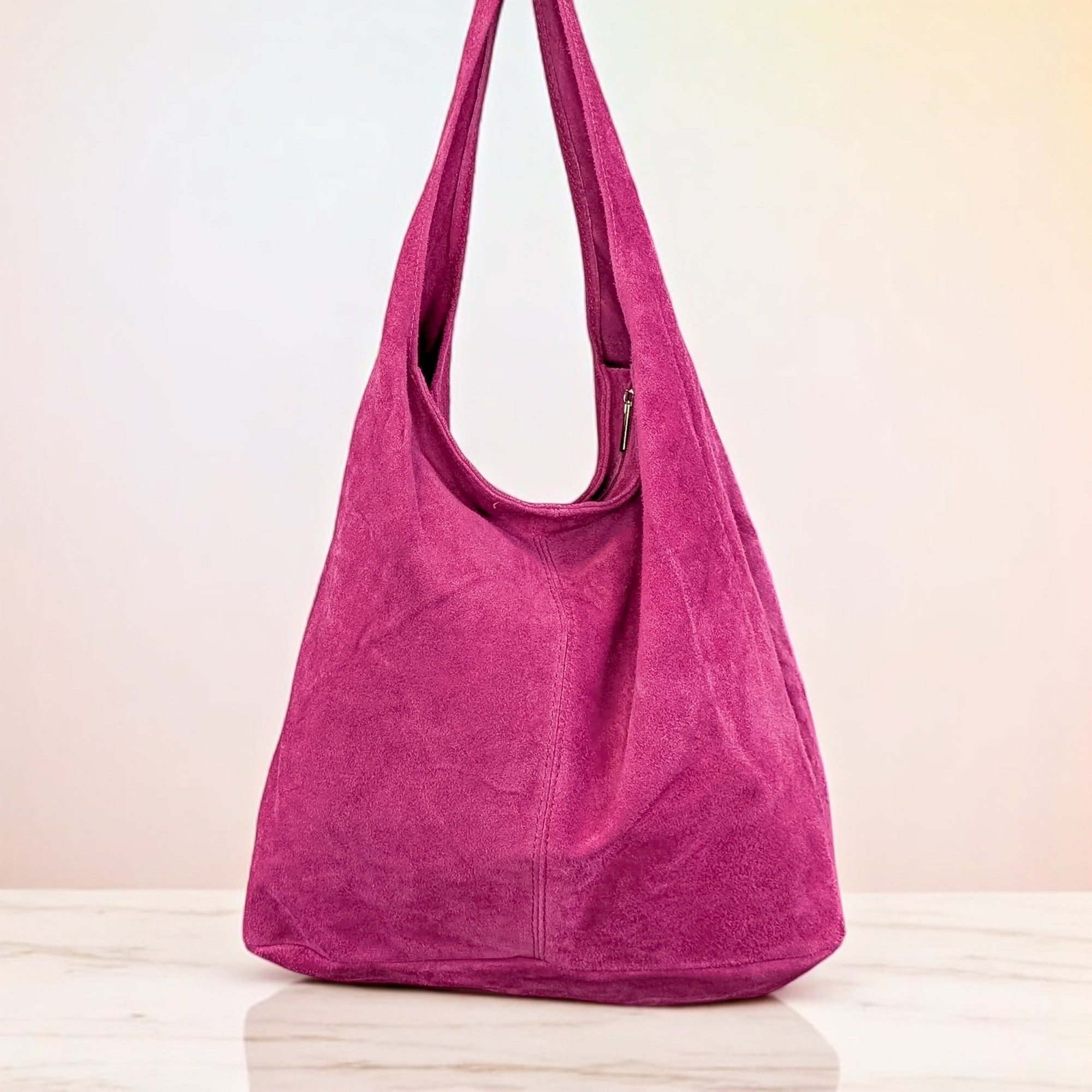 Wildleder Shopper Fuchsia