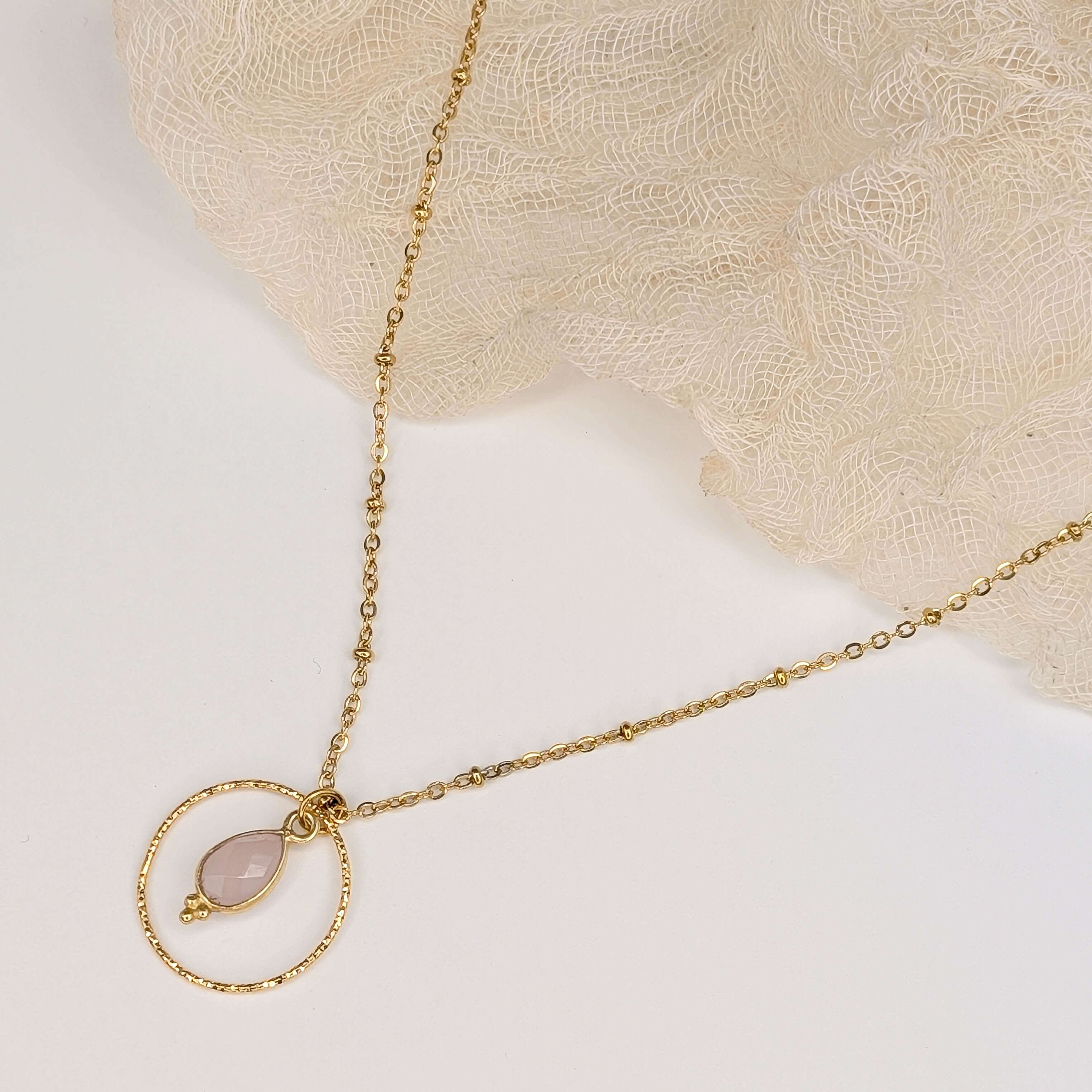 Rosenquarz Kreis Kette