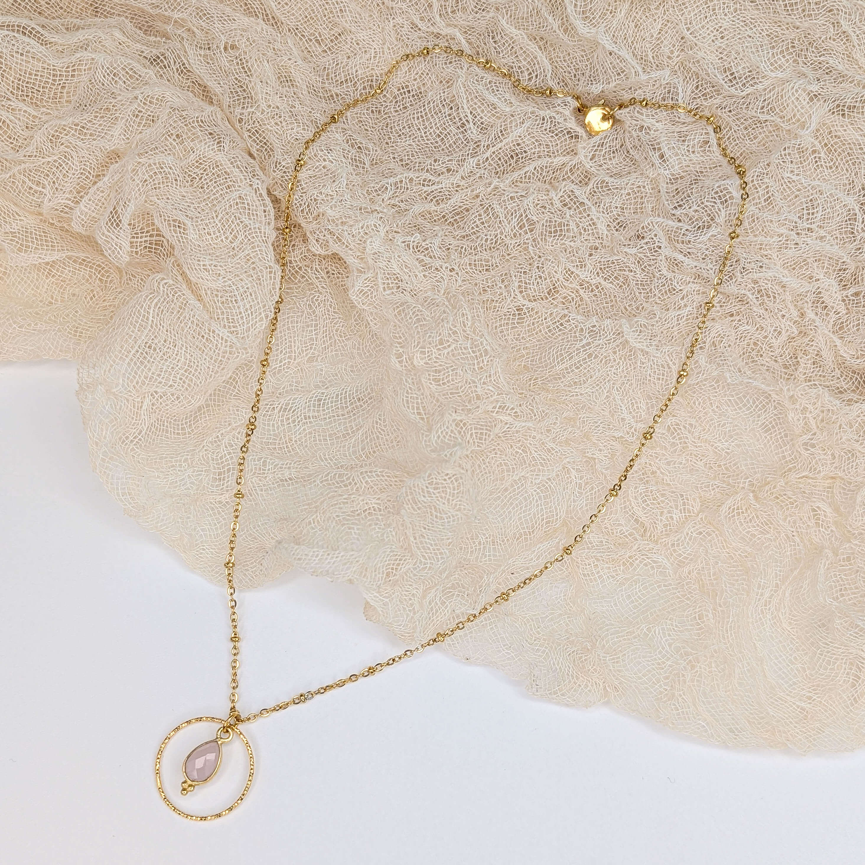 Rosenquarz Kreis Kette