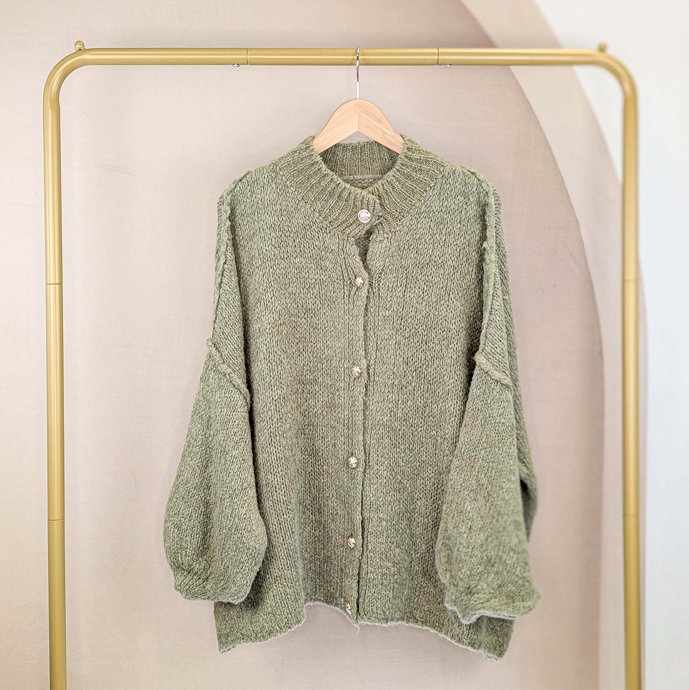 Cardigan mit Knöpfen Salbei