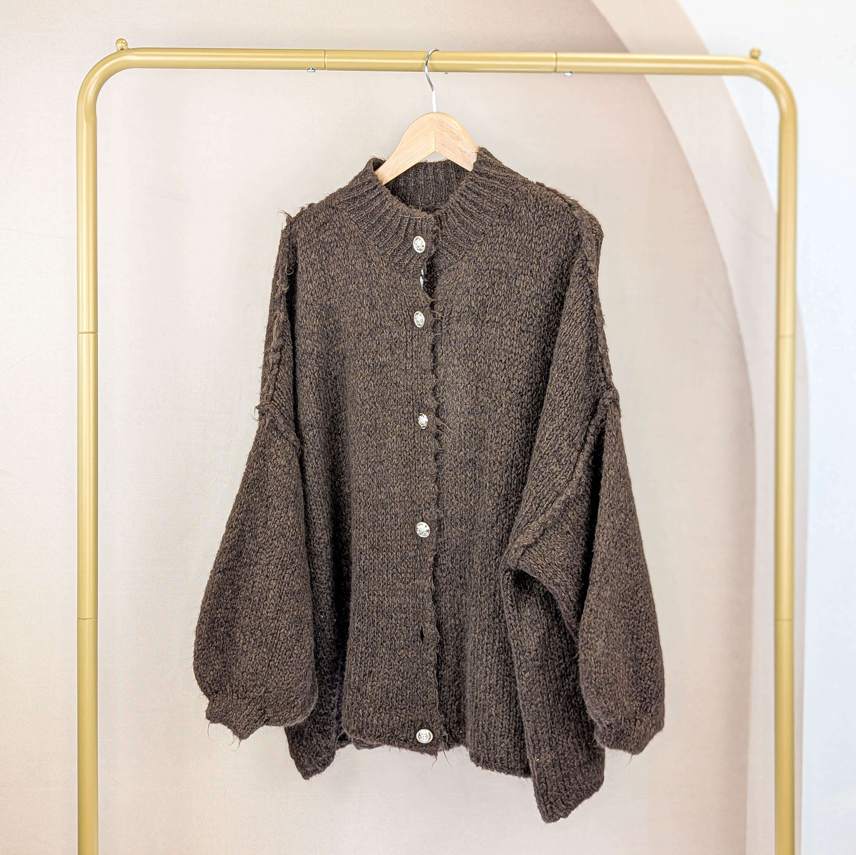 Cardigan mit Knöpfen Schokobraun