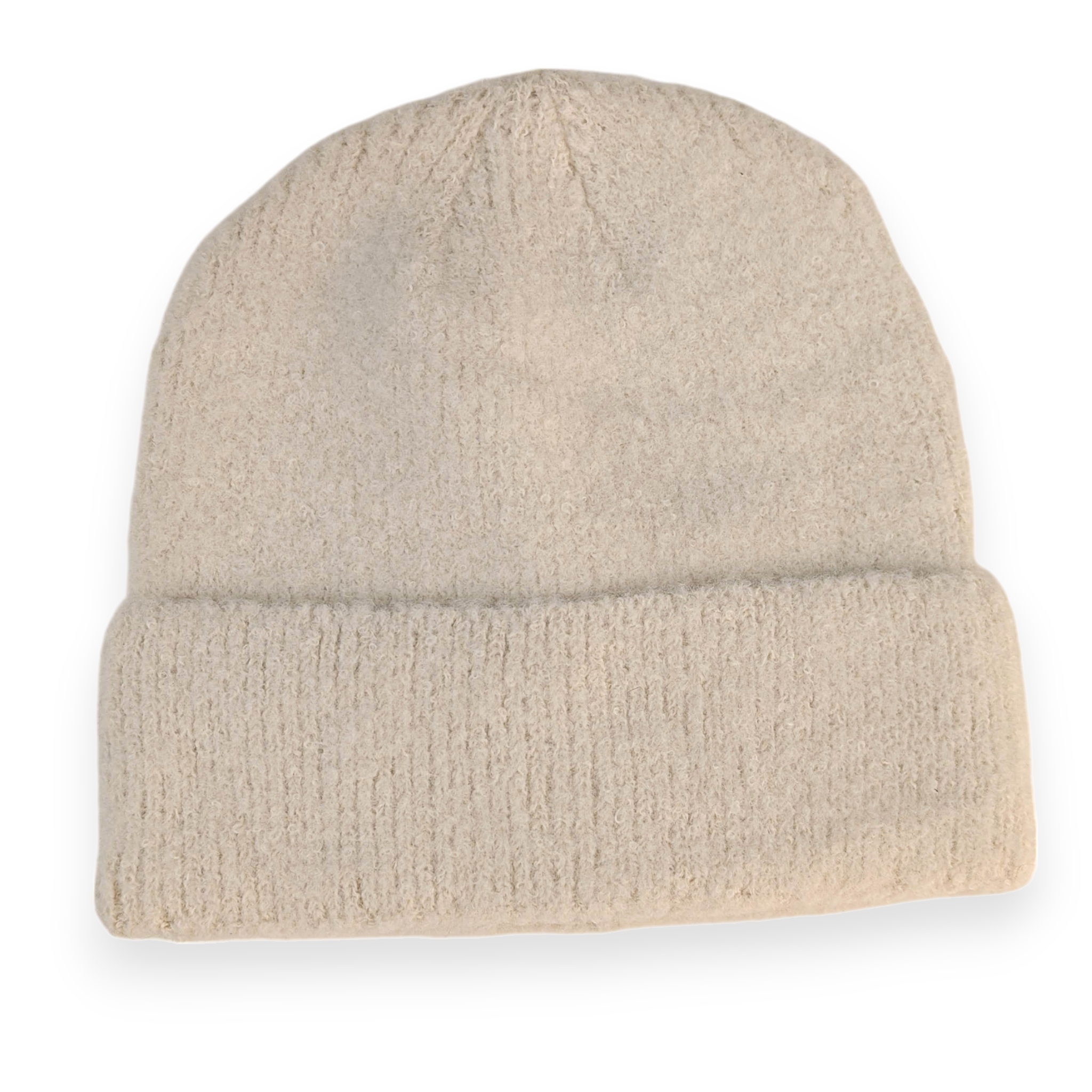 Flauschige Wollmütze Creme