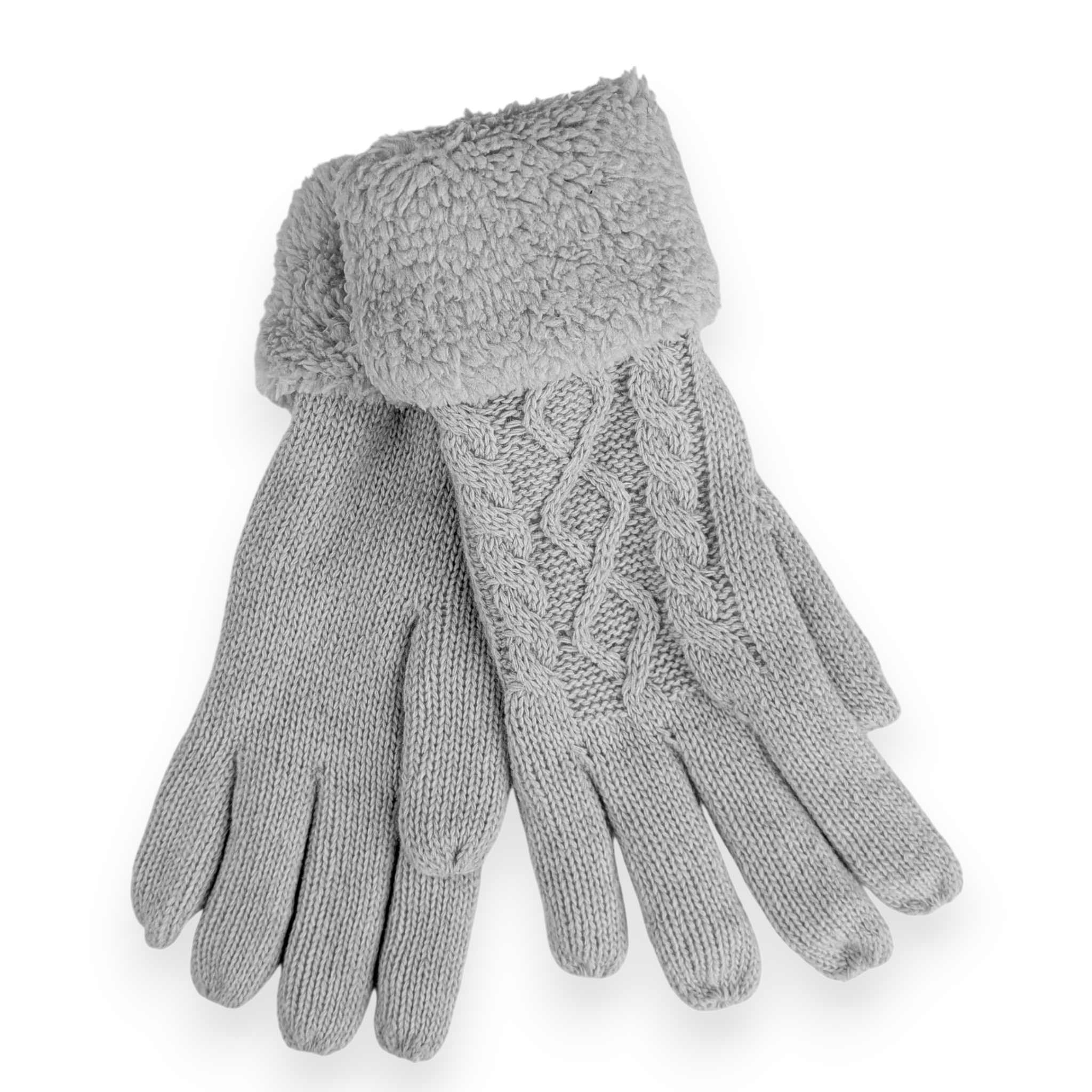 Graue Handschuhe mit geflochtenem Muster