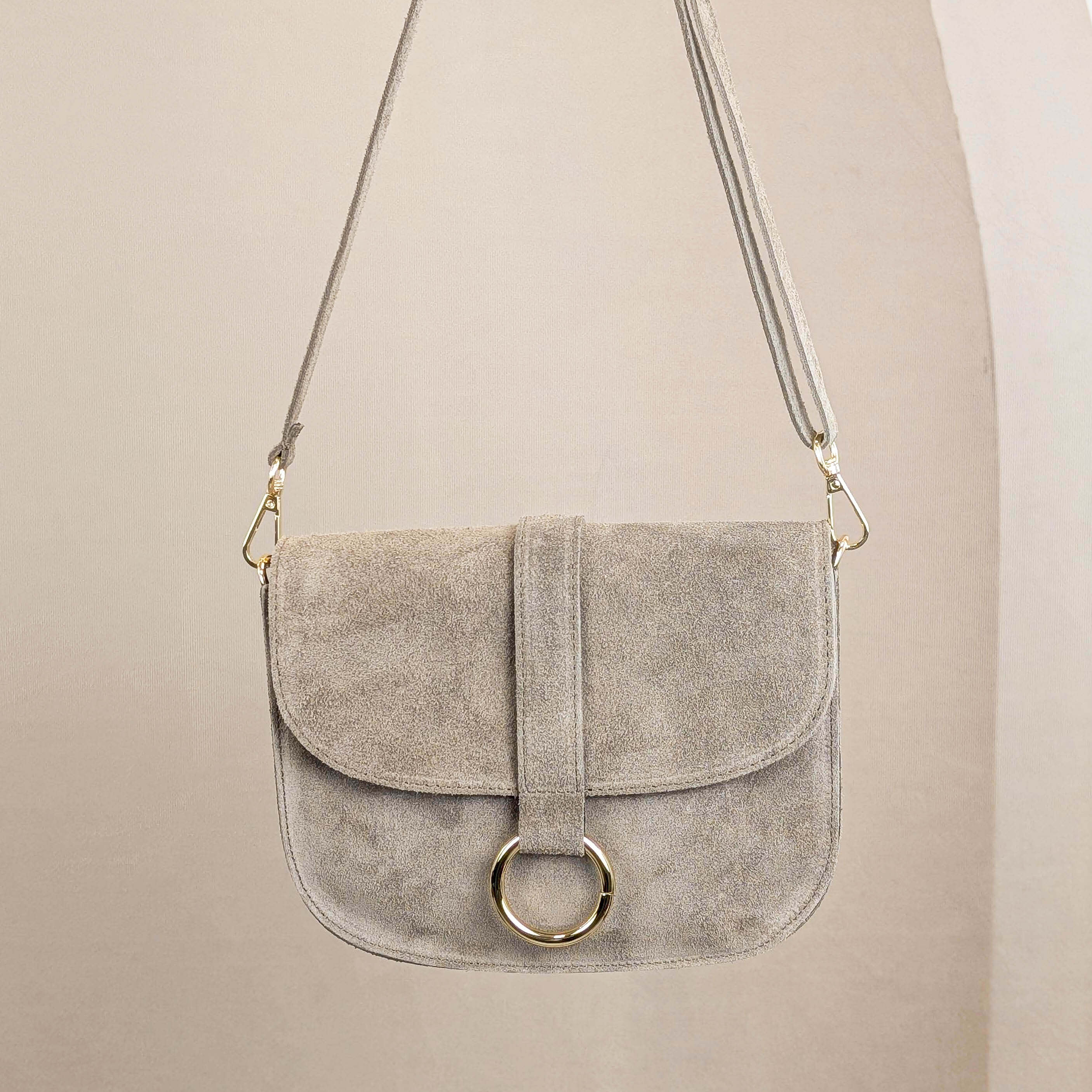 Umhängetasche mit goldenem Detail Taupe