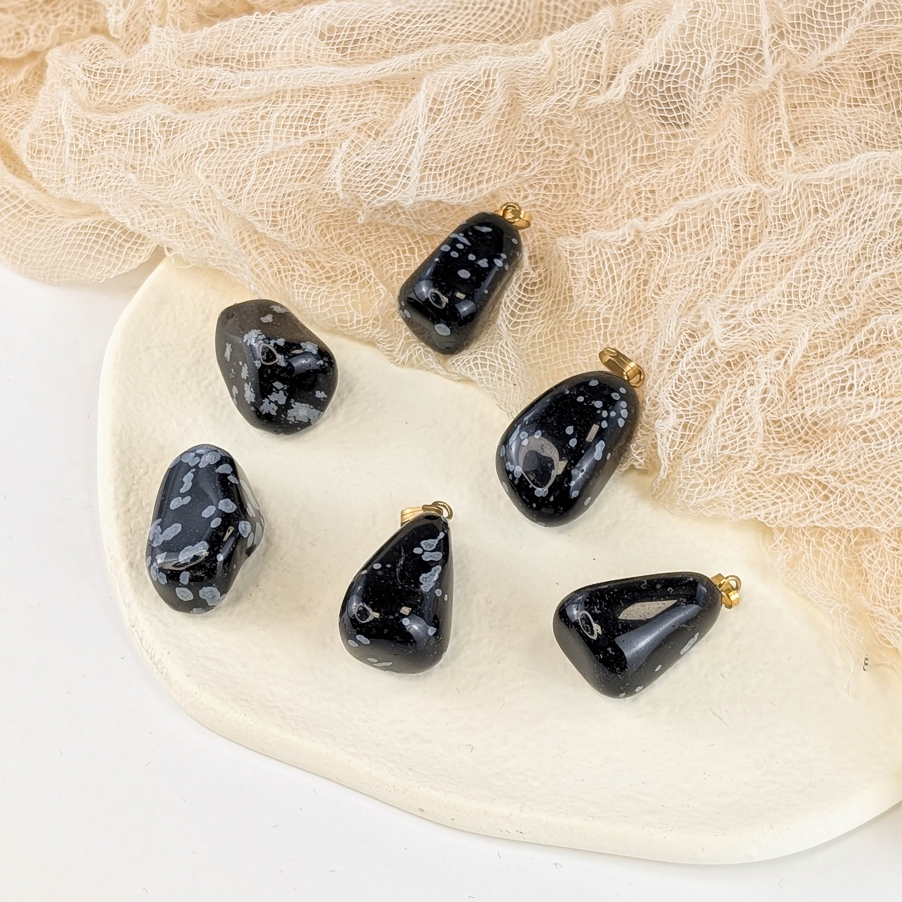 Schneeflocken Obsidian Anhänger