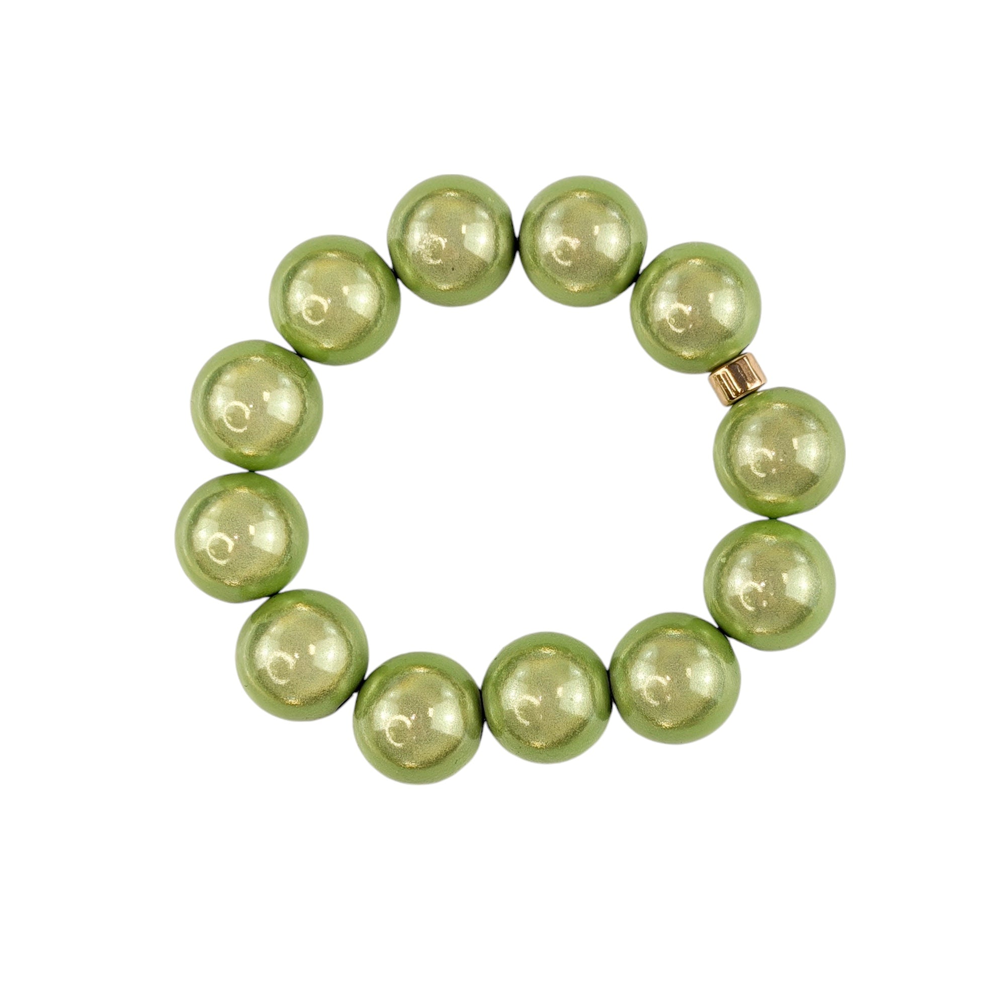 Holo Pearl Armband Olivgrün