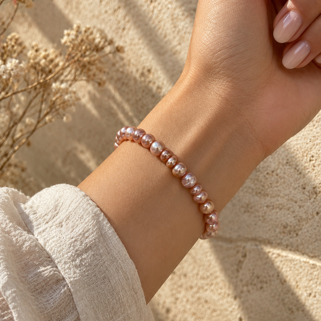 Blush Lavender Pearl – Elastisches Perlen Armband