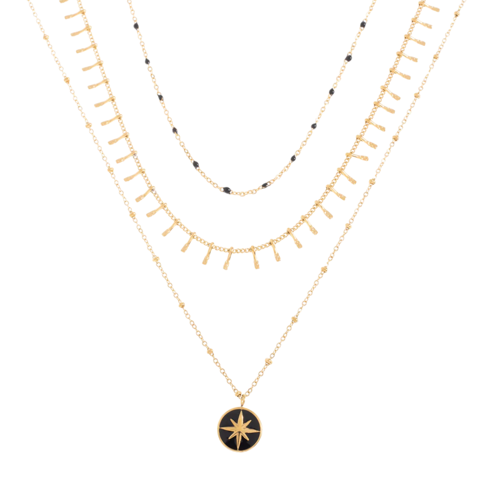 Black Star Triple Kette Gold