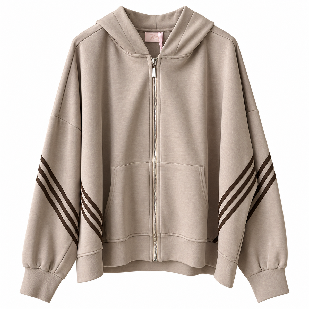 Oversize Zip Hoodie Taupe