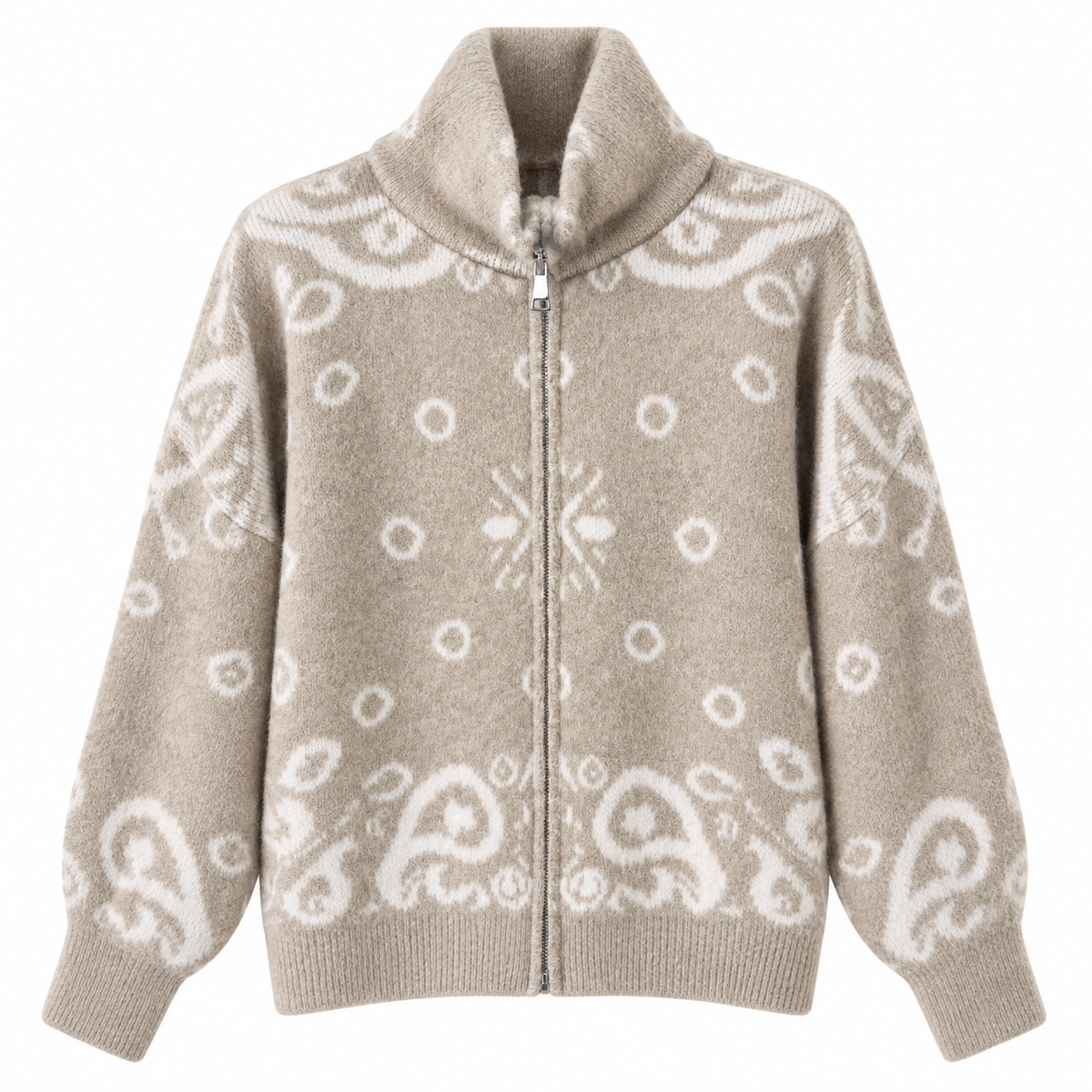 Paisley Zipper Cardigan
