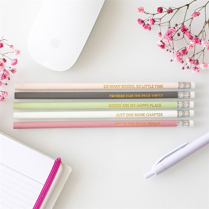Page Turner Pencils – 5er Bleistift Set mit Booklover Quotes