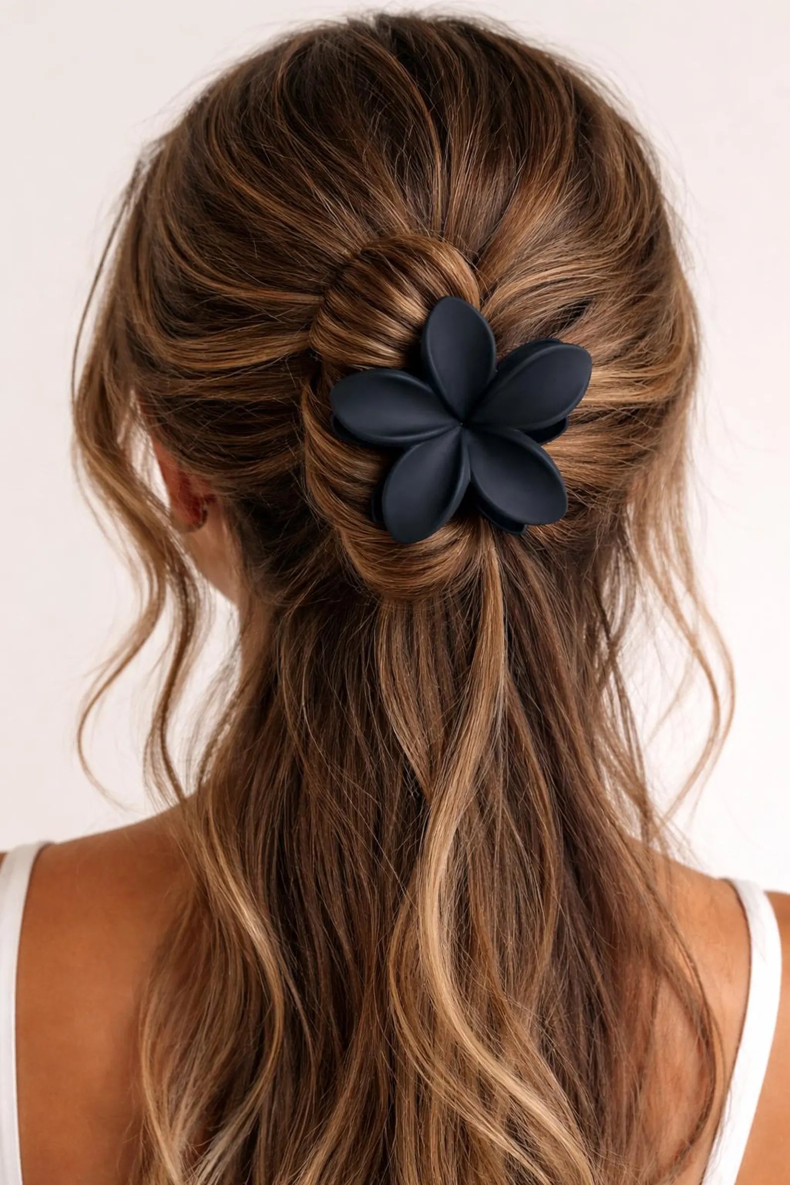 Matte Hawaii Lotus Blumen Haarklammer schwarz