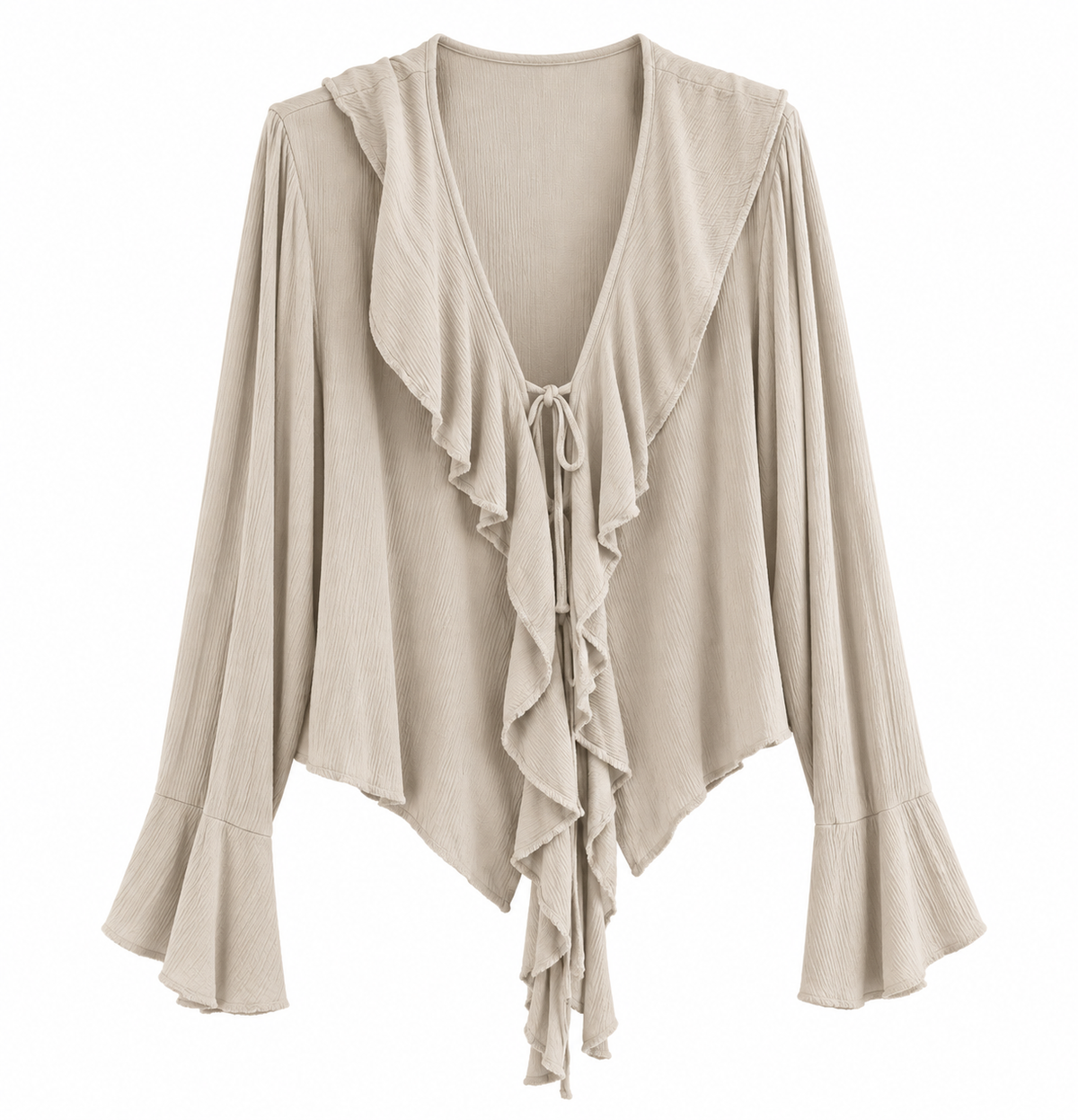 Boho Rüschenbluse mit Bindebändern
