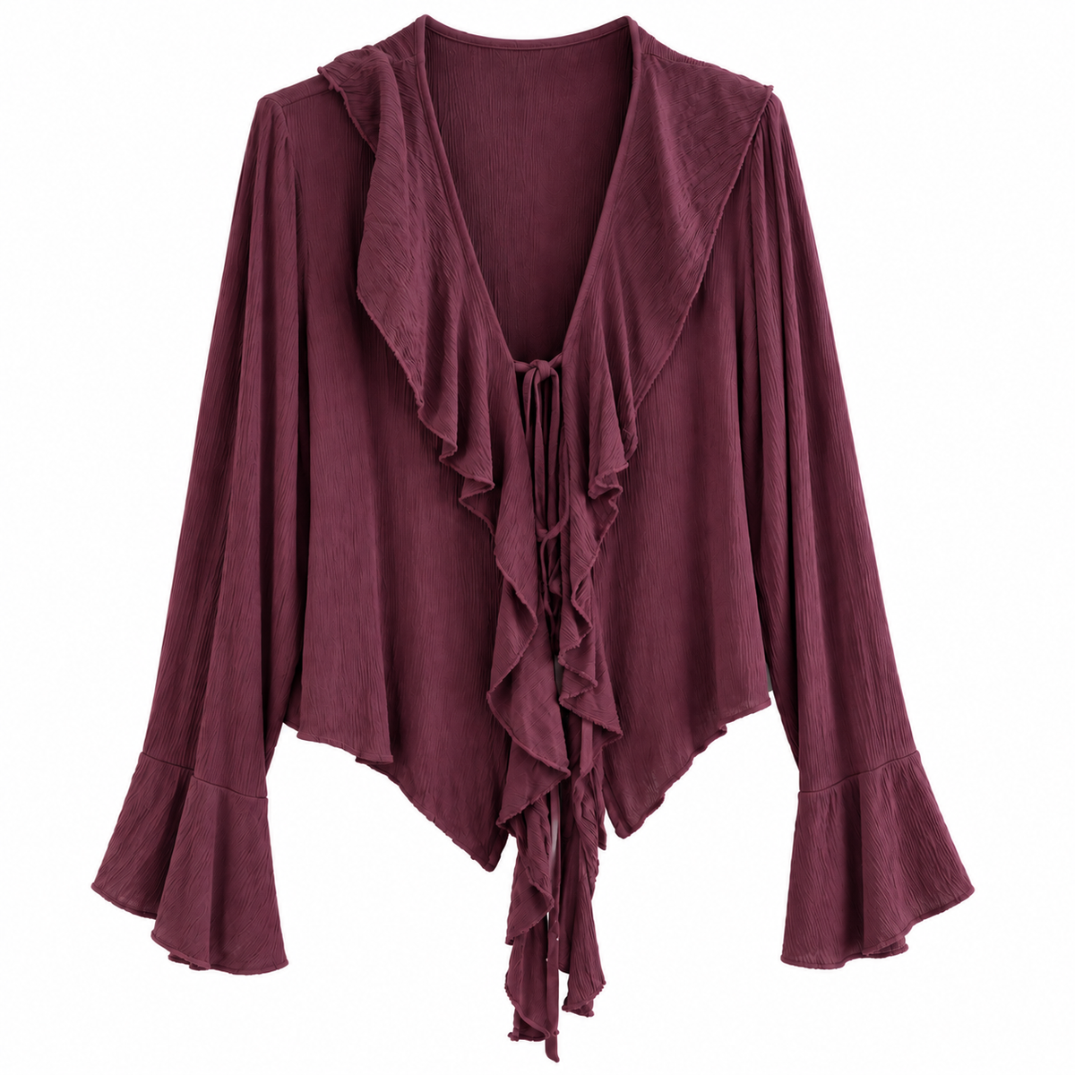 Boho Rüschenbluse mit Bindebändern