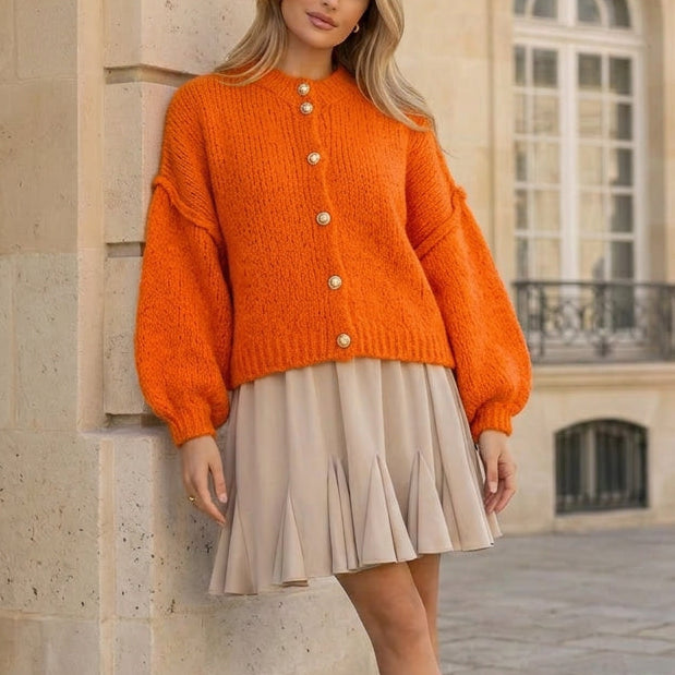 Kürzerer Oversize Cardigan - Orange