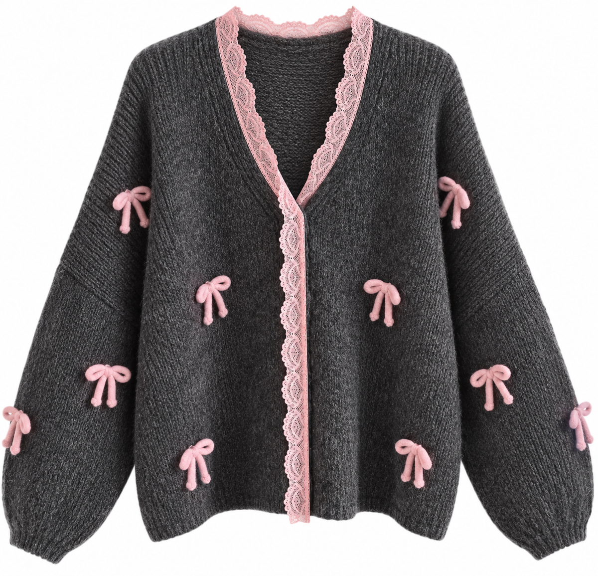Cozy Bow Cardigan – mit Schleifen & Spitze