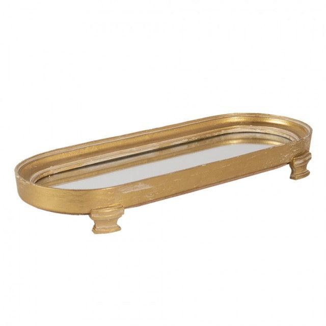 Ovales Spiegeltablett in Gold – Elegantes Dekotablett für Schmuck & Wohnaccessoires