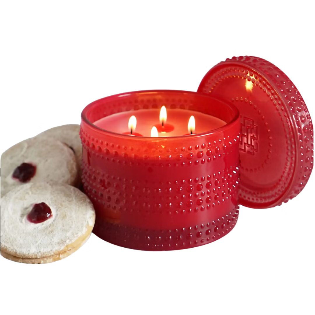 Raspberry Linzer Cookie – 4-Docht Duftkerze (Special Edition) | Himbeer-Mandel-Keksduft | 510 g