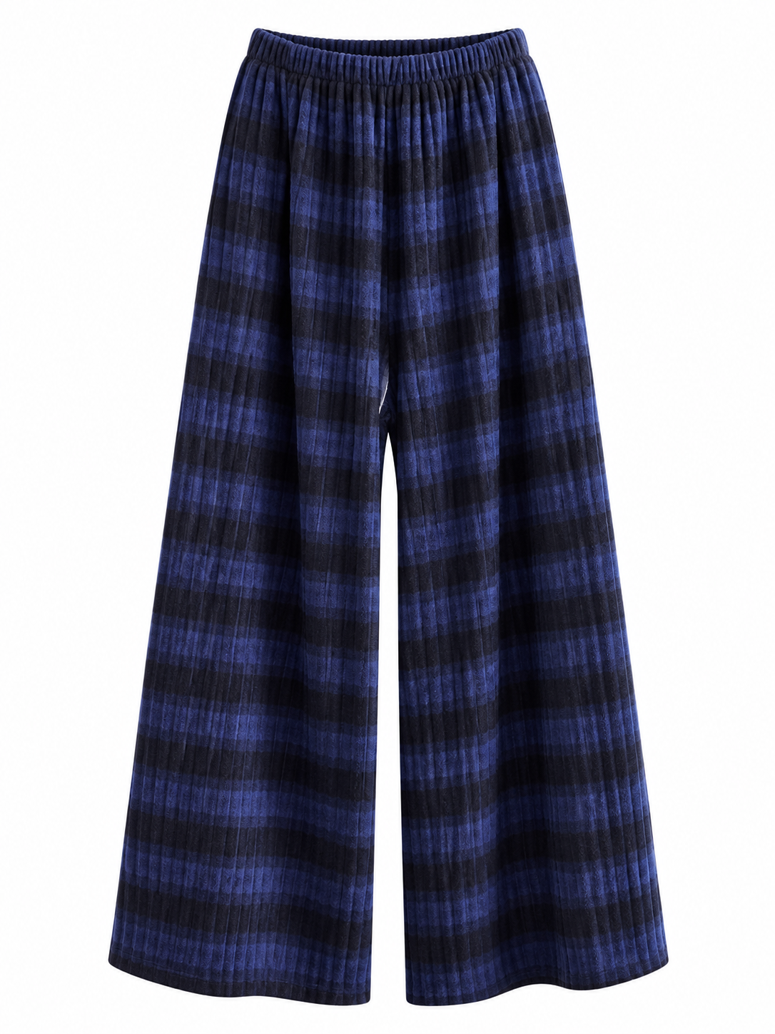 Kuschelige Strickhose mit Streifen – Wide Leg