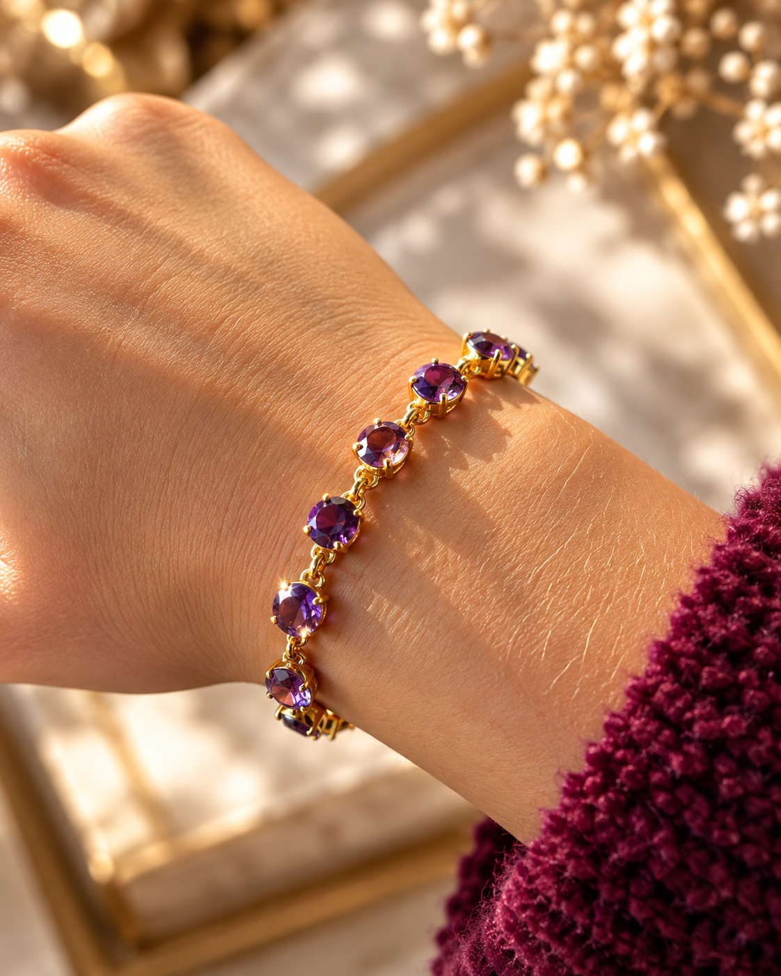 Amethyst Armband – 925 Sterling Silber & Vergoldet