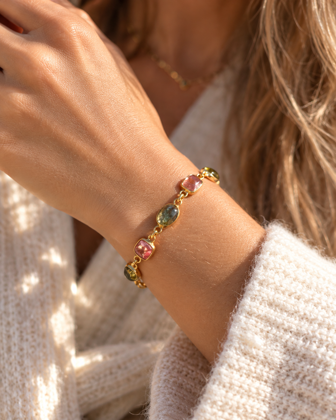 Turmalin Armband – Vergoldetes 925 Sterling Silber