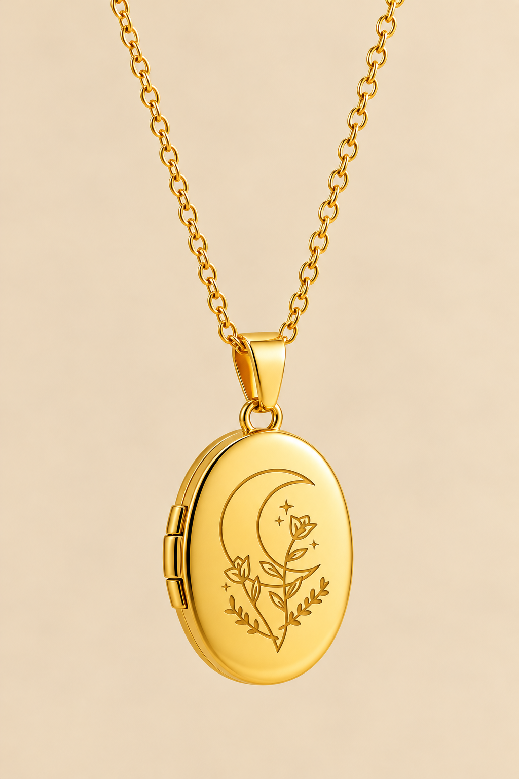 Celestial Secrets – Medaillon Kette mit Sonne, Mond & Schutzauge