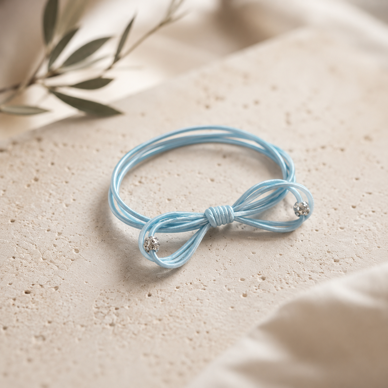 Haargummi mit Schleife – Babyblau