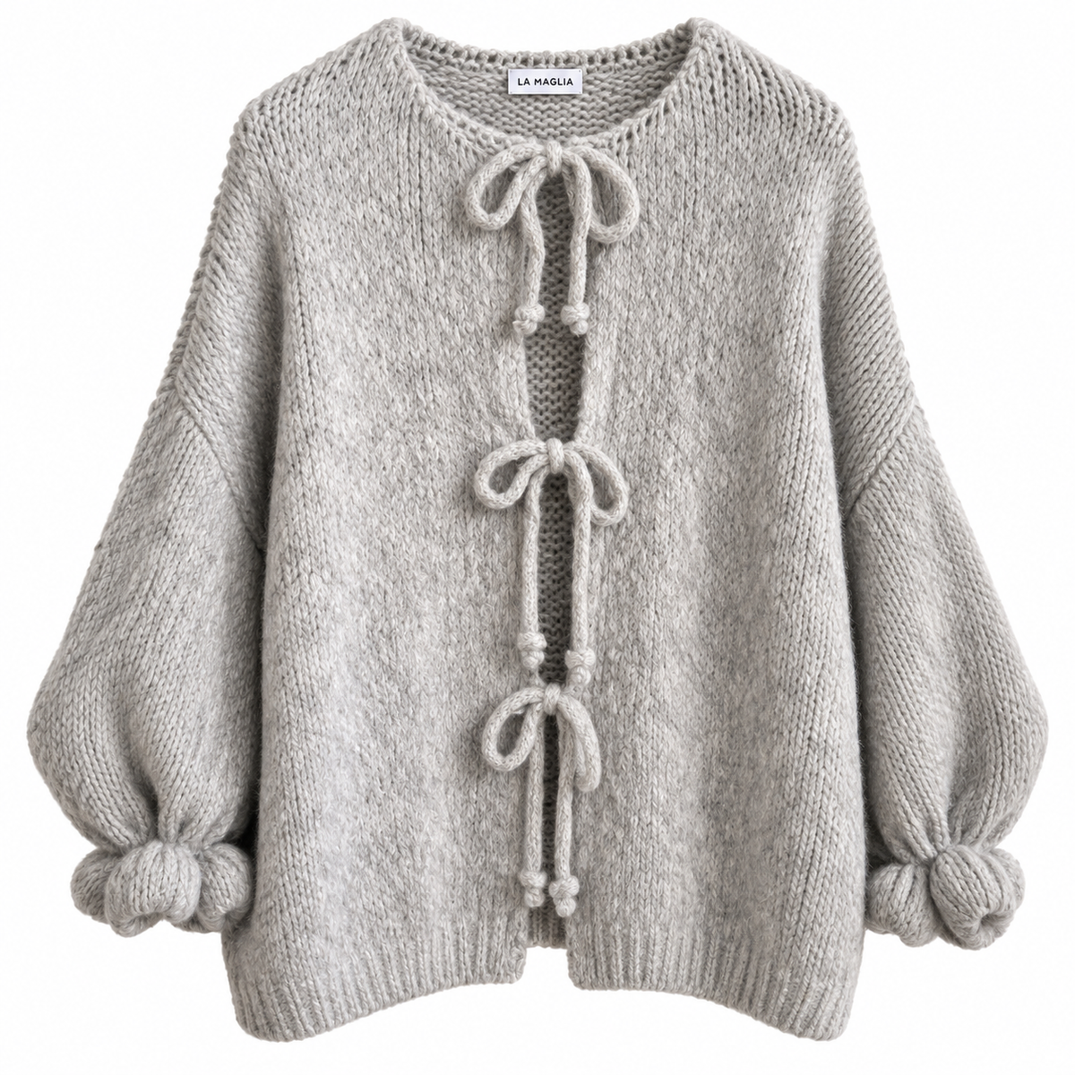 Kuscheliger Bow Cardigan – Strickjacke mit Schleifen