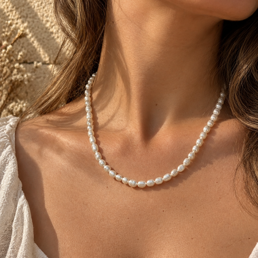 White Pearl – Süßwasserperlen Kette