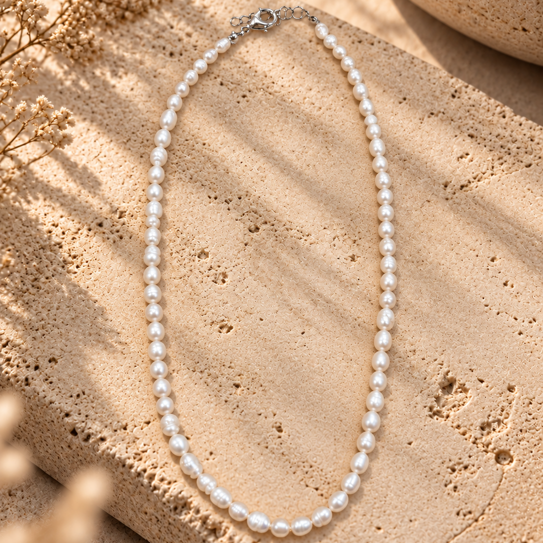 White Pearl – Süßwasserperlen Kette