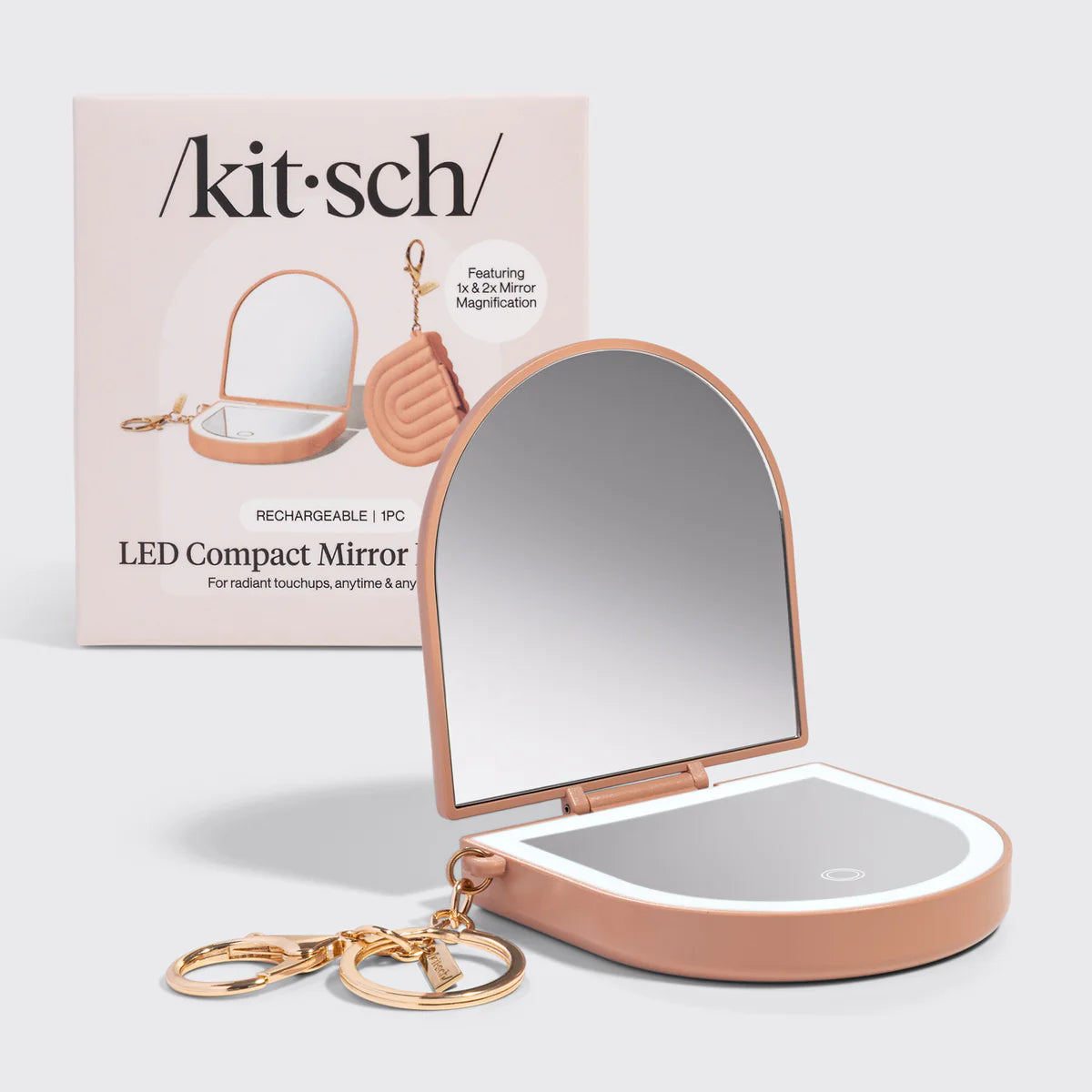 Kitsch Compact LED Spiegel Schlüsselanhänger – Terracotta
