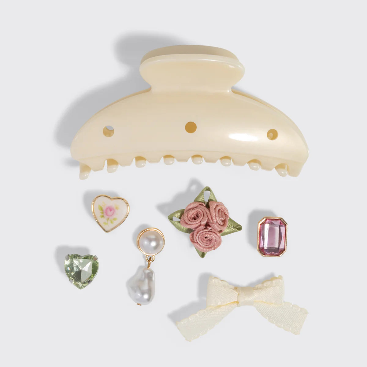 Kitsch Pop Curved Claw Clip Haarspange & Charms – Pearlized Cream