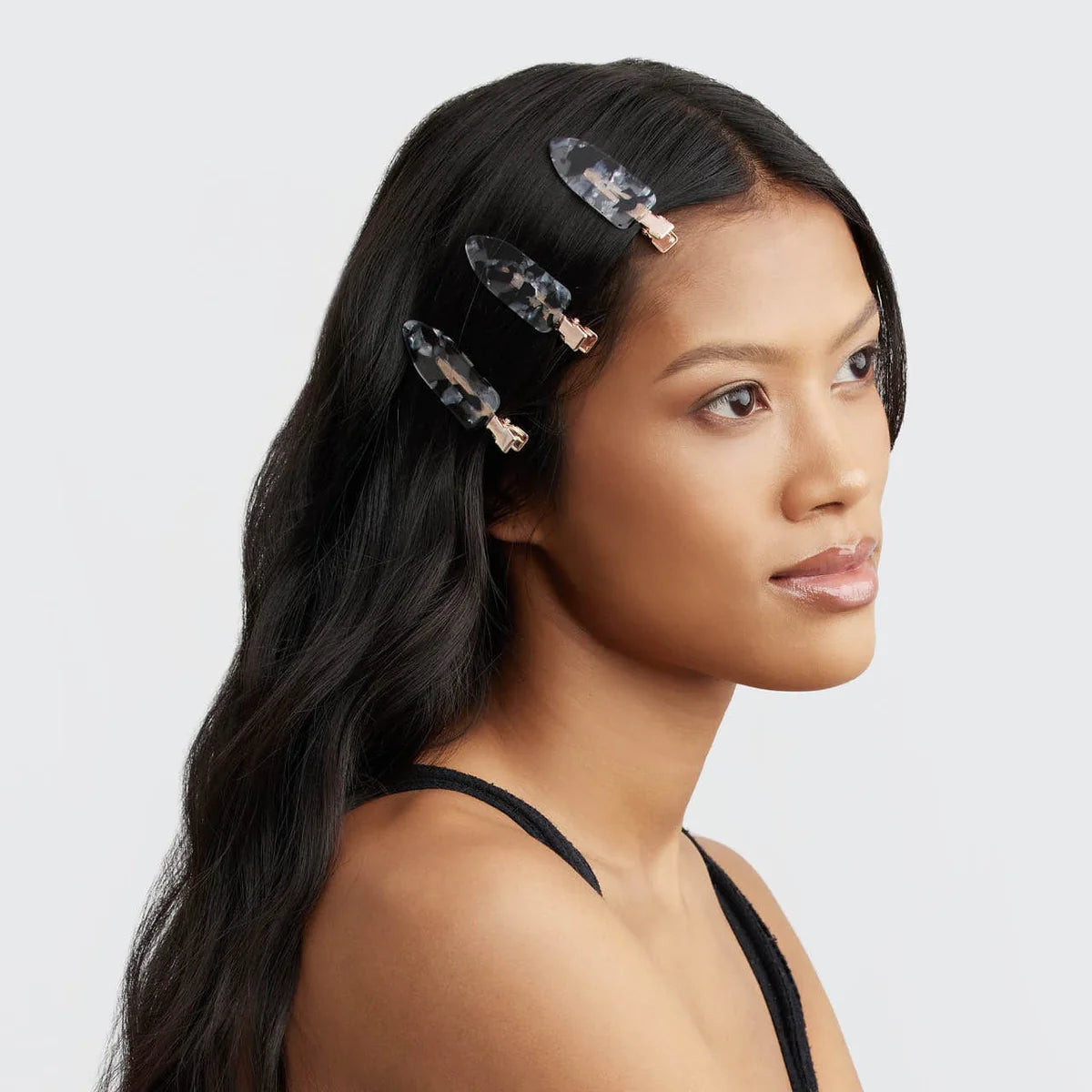 Kitsch Black Terrazzo 4er Set Clips – Haarklammern ohne Knick
