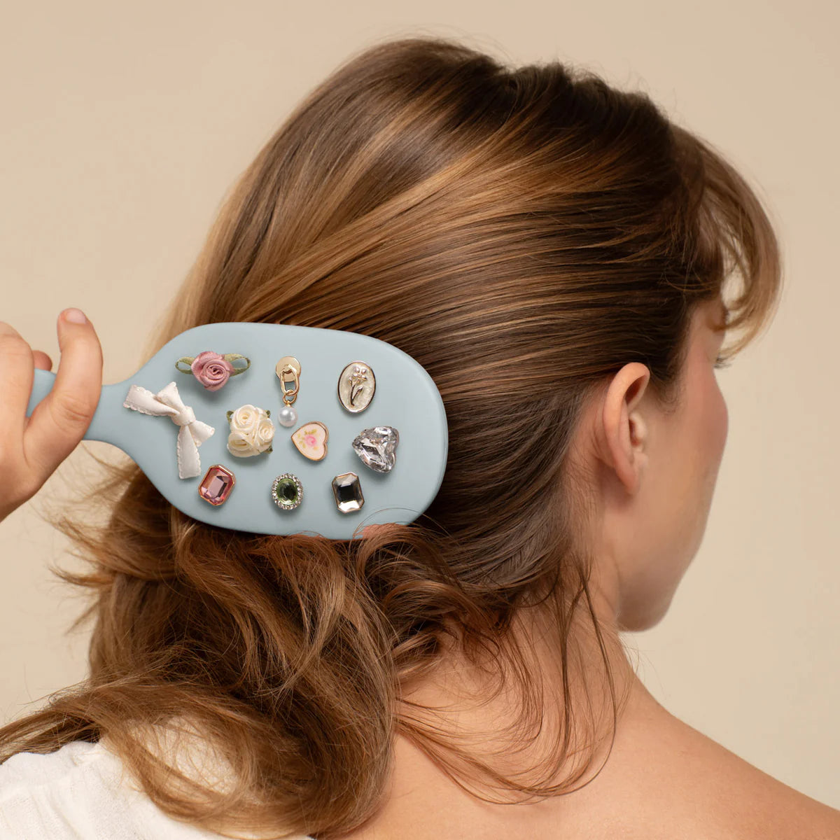 Kitsch Pop Charm Paddle Haarbürste - Personalisierbar – Blau