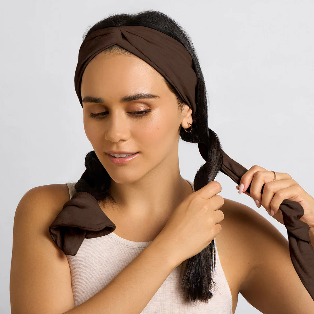 Kitsch Set & Flow Heatless Curling Active Headband – Chocolate Brown