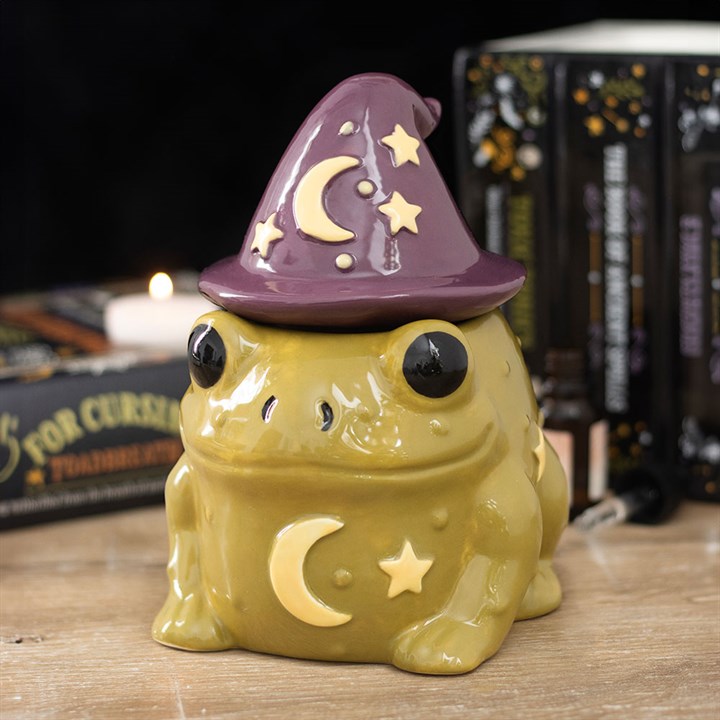Magischer Frosch Ölbrenner mit Hexenhut Deckel - Duftlampe für Wachs & Öle