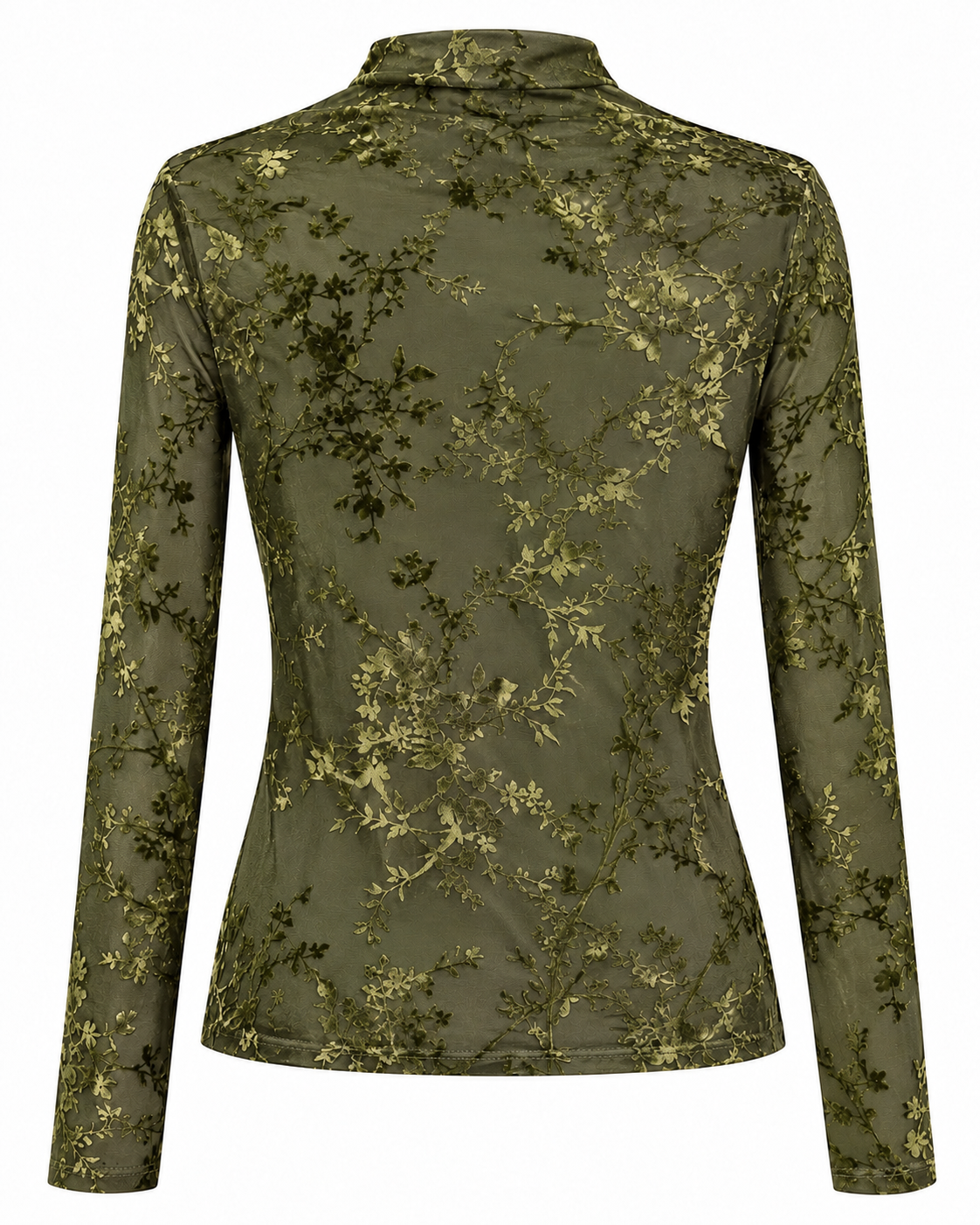 Floral Mesh Longsleeve – mit Stehkragen